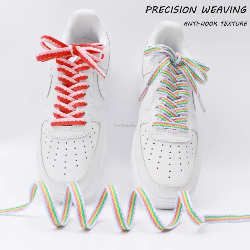 

1Pair Fashion Colorblock Shoe laces Flat Sneakers Shoelaces Rainbow Laces for Shoes Quality Fabric Shoelace AJ/AF1 Shoestrings