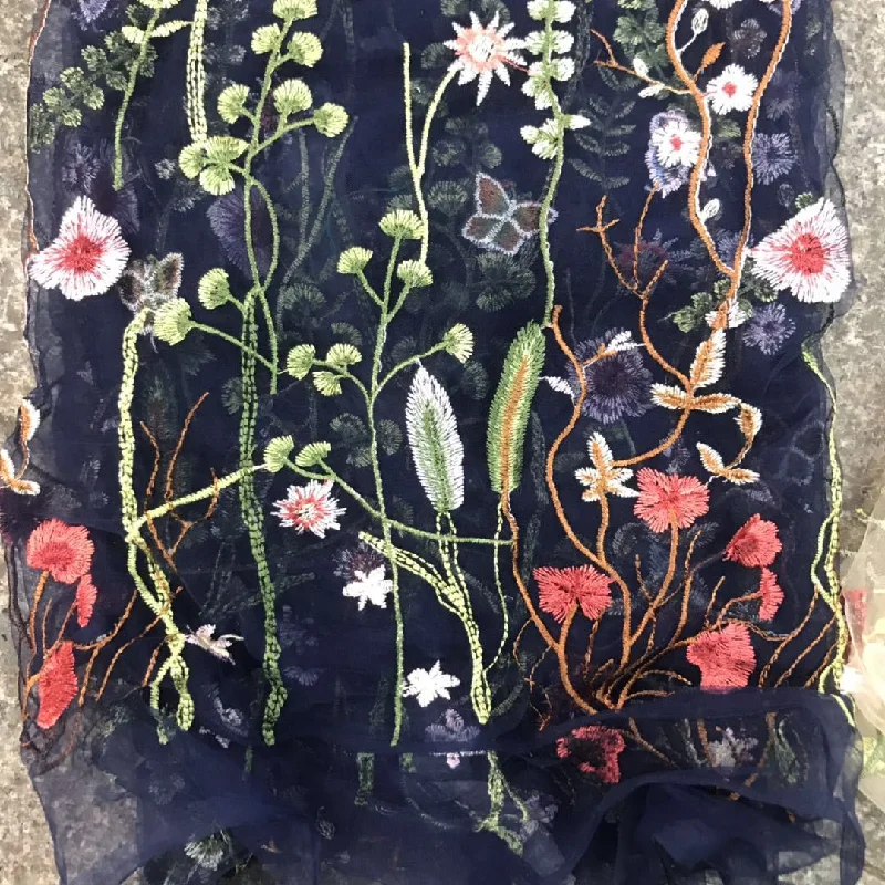 3/5/10yard Aquatic Plants Flower Mesh Embroidered Tulle Lace Fabric for Sewing Dress Bridal Wedding Party Cloth By the Yard - купить по