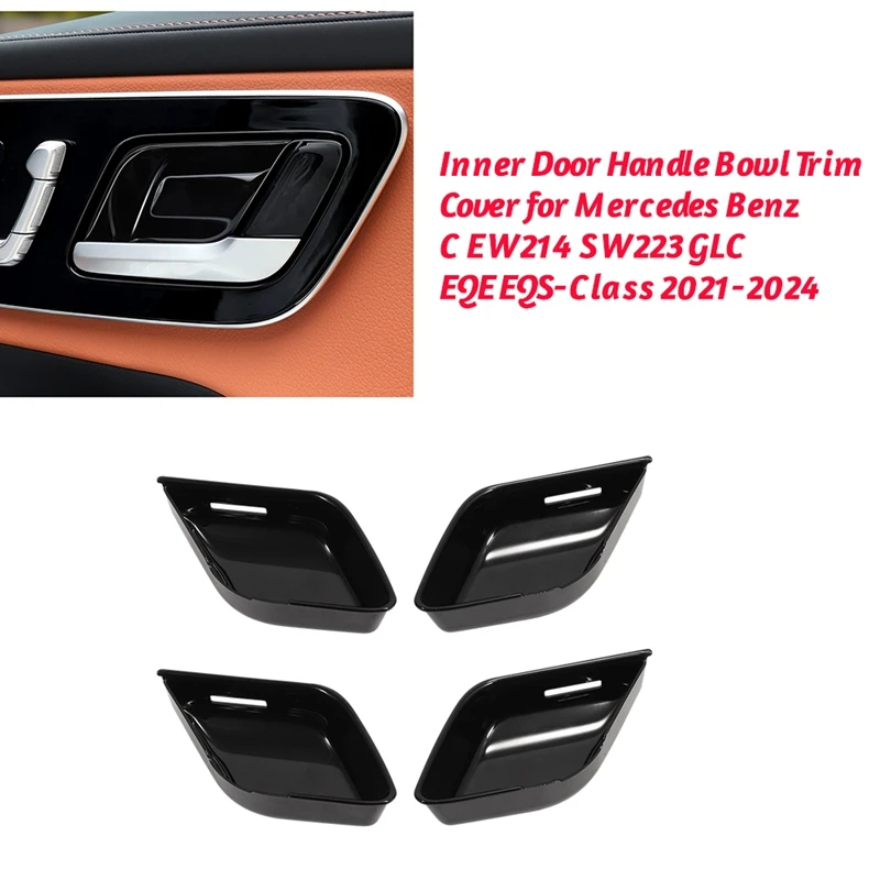 4 шт. черная крышка для внутренней дверной ручки Mercedes Benz C E W214 S W223 GLC EQE EQS-Class 2021-2024