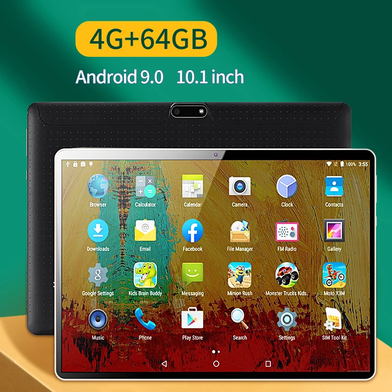 2023 New Fashion Octe Core Tablet with 10.1 Inch Screen Android 9.0 Tablet with 4GB+64GB Big Memory Tablet Kids Tablet