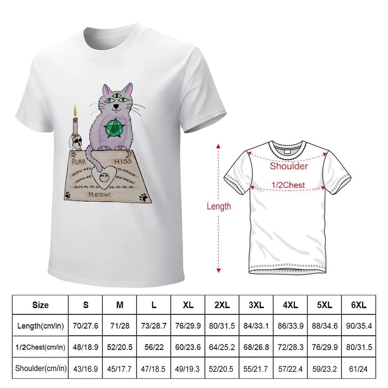 Футболка Ouija Kitty эстетическая одежда летняя рубашка большого размера белые