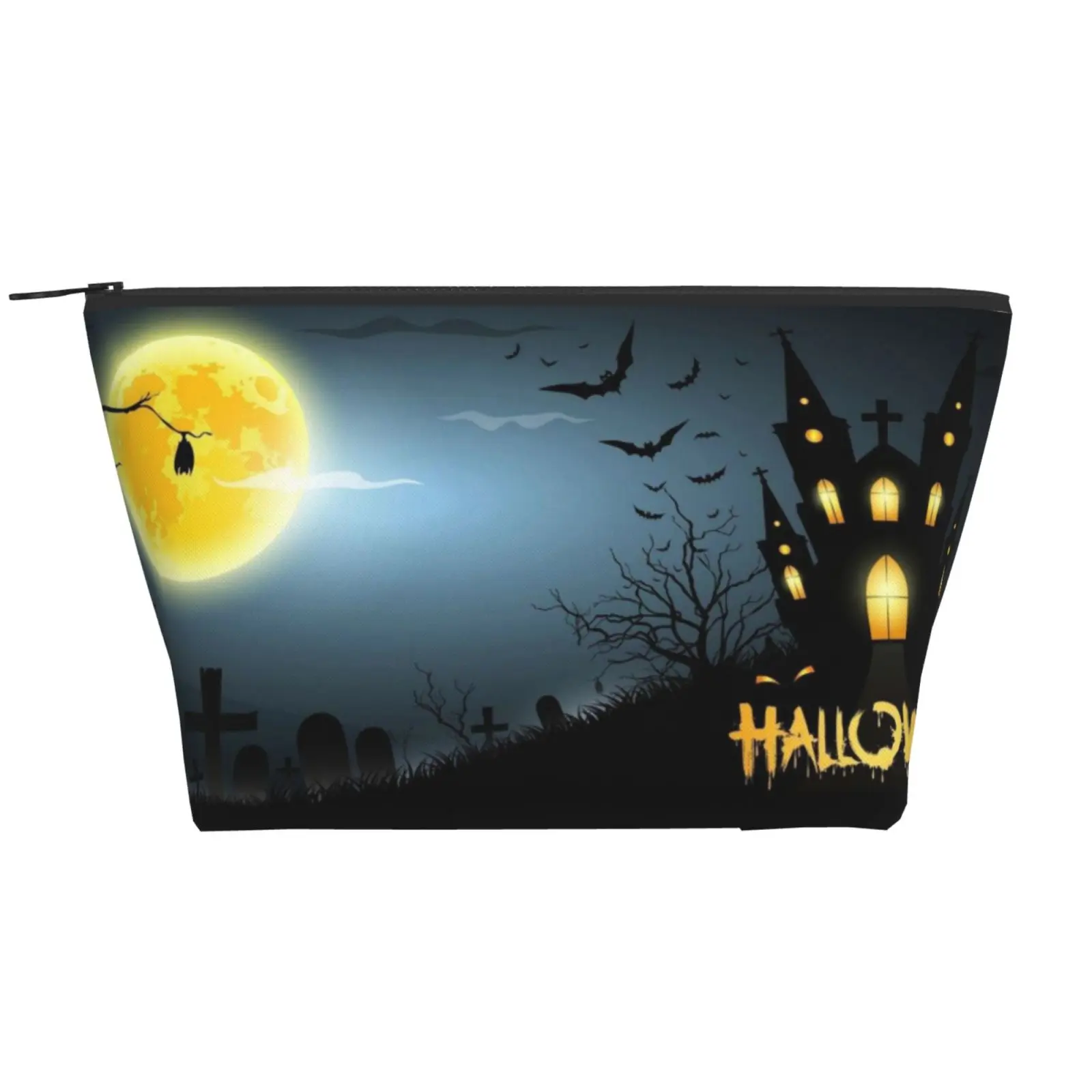 

Halloween Ziplock Bag Organizer Makeup Lightweight Trapezoid Daily Storage Bag Polyester Halloween Holiday Packaging