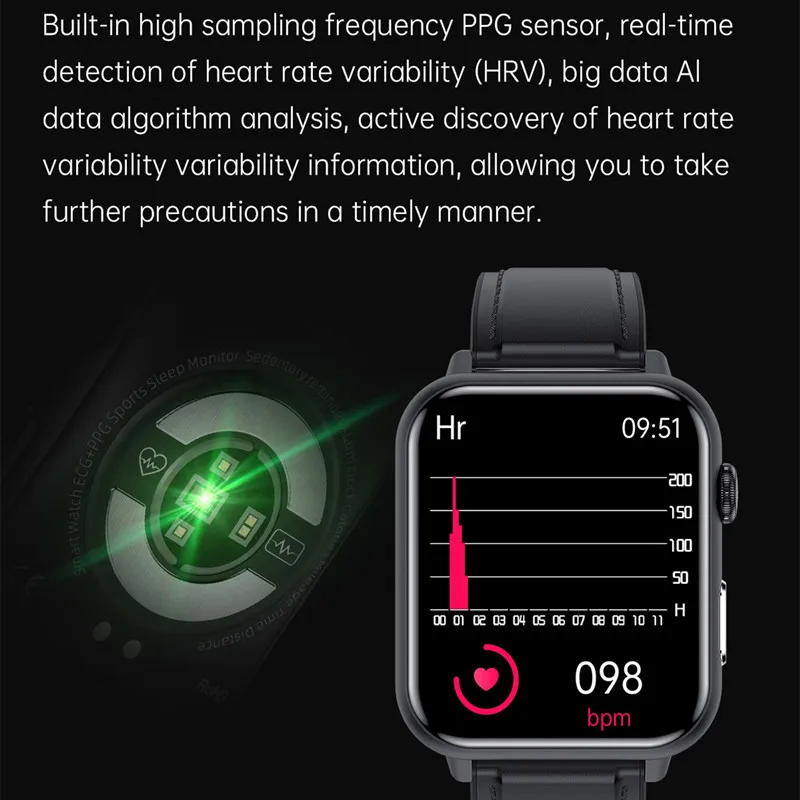 E200 Smart Watch Blood Glucose Sugar Heart Rate Monitoring ECG Fitness Tracker Sports Bracelet Men Women Smartwatch