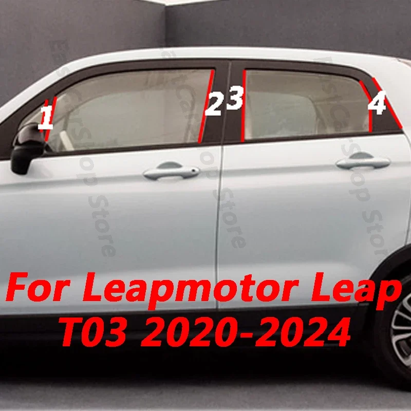 Фото Для Leapmotor Leap T03 2020-2024 автомобильная средняя колонна, оконные накладки из ПК, украшение на стойку B C, наклейка, аксессуары №1