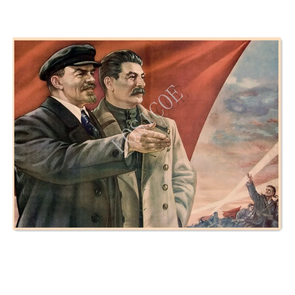 

The Great Communist Leader Stalin Lenin Poster Wall Art Soviet Union CCCP USSR Wallpaper Vintage Kraft Paper Print Art Painting