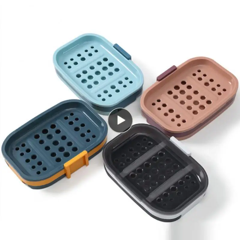 

Bathroom Soap Dish Double-layer Wall Mounted Soap Box Creative Draining Soap Box Bathroom Soap Rack Plastic Punch-free