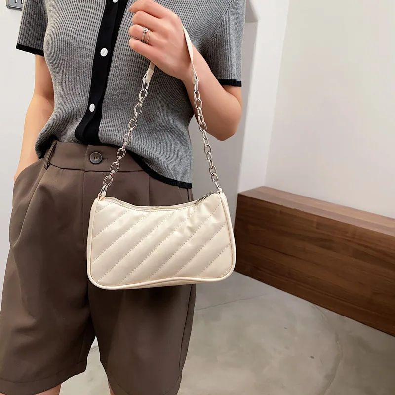 

Women Fashion Handbags Retro Solid Color PU Leather Shoulder Underarm Bag Zipper Female Tote Hobos Clutch Exquisite Shopping Bag