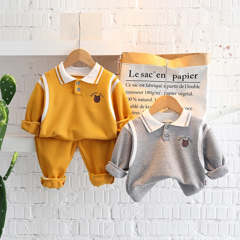 

2 Piece Sportswear Set Spring Autumn Baby Cartoon Bear Long Sleeve 1-3Years Boys Girls Sweatshirt Top + Elastic Waist Pants