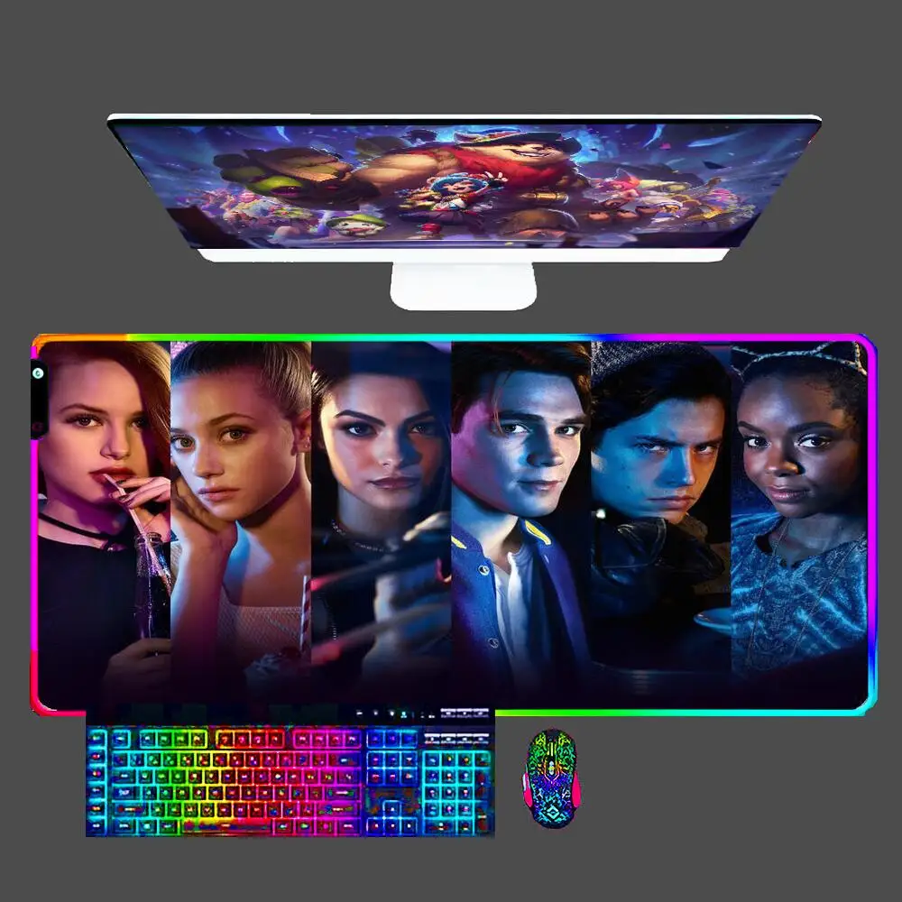

TV Show Riverdale RGB Mouse Pad gamer Large LED Keyboard NonSlip Rubber Computer Carpet Desk Mat PC Gamer 90x40 MousePad for LOL