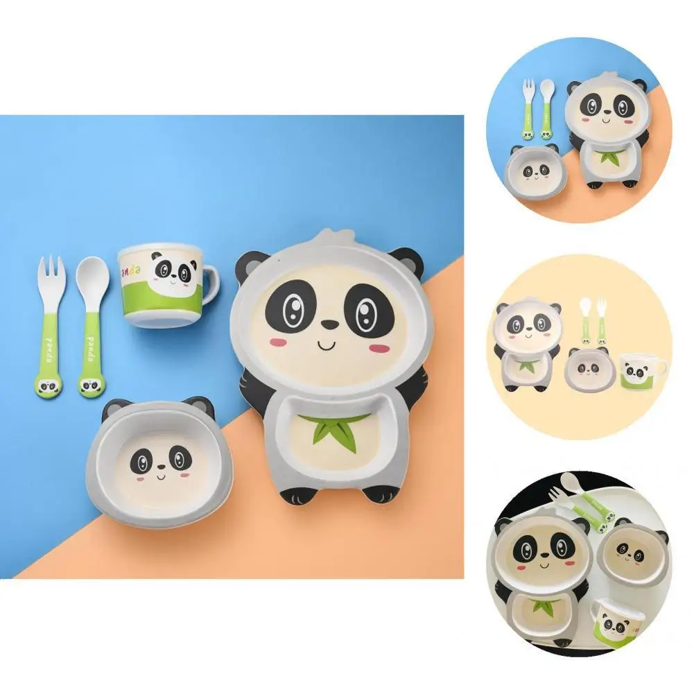 

Cartoon High-quality Panda Shape Children Feeding Dishes Smooth Edge Baby Tableware High Temperature Resistant for Kids