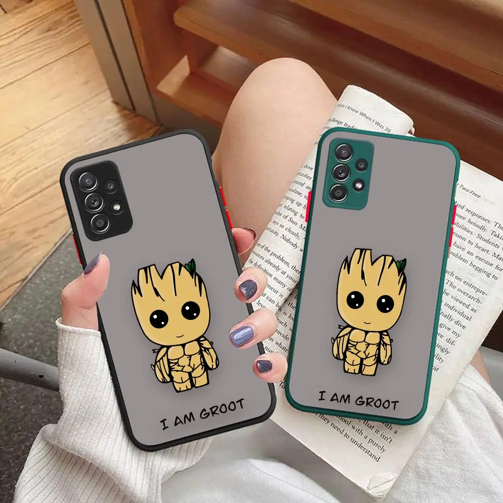 

Marvel I Am Groot Matte Case For Samsung A73 A72 A53 A33 A70 A52 A51 A50 A42 A32 A31 A30 A22 A21S A12 A11 A10S A10 5G Coque Case