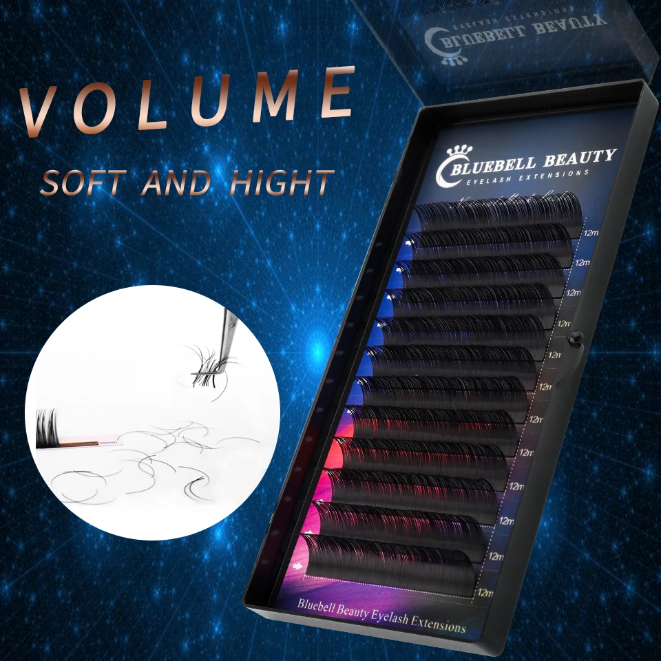 Ресницы для наращивания Bluebell Beauty 0,05 0,15 C D индивидуальный объем, норковые черные ресницы для наращивания