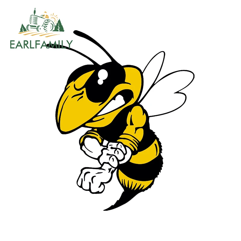 

EARLFAMILY мультфильм злые пчелы автомобиль фотошлем наклейка водонепроницаемый Стайлинг автомобиля мотоцикла украшение животное графика