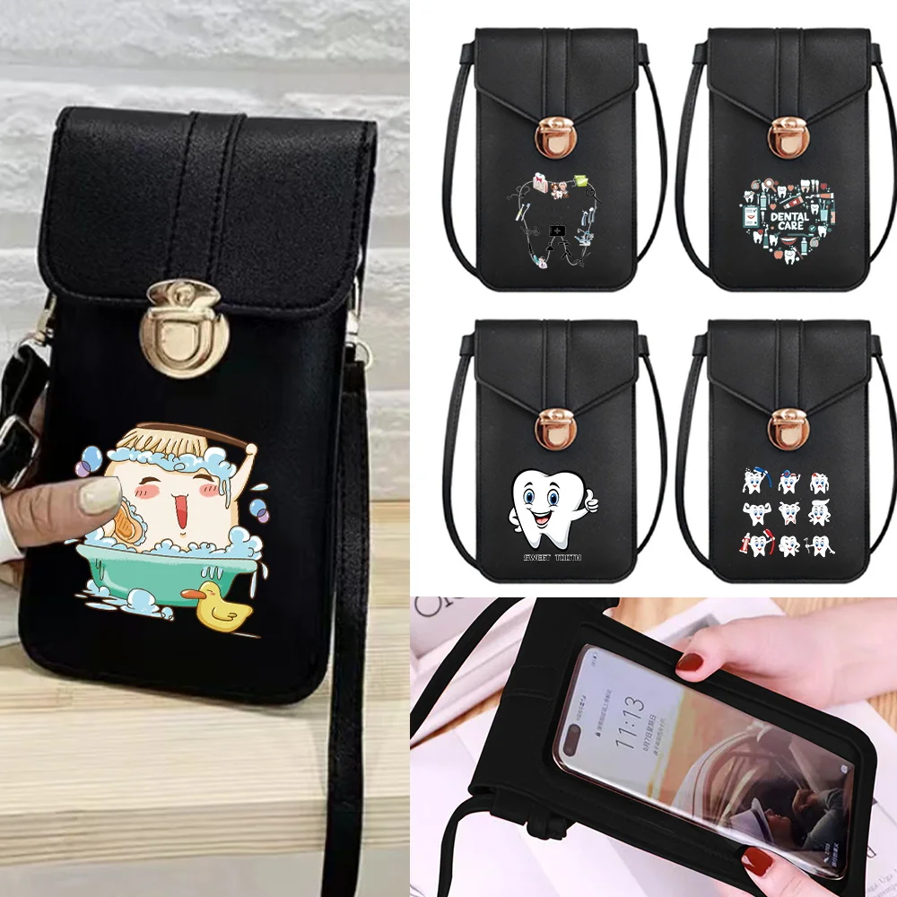 Universal Phone Bag Crossbody for IPhone 14 13 12 11 Pro Huawei Xiaomi Samsung Phone Case Clutch Shoulder Bags Teeth Pattern
