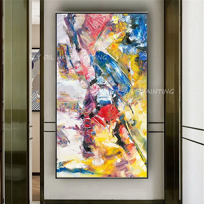 100% ручная роспись абстрактный красочный толстый нож пейзаж художественная