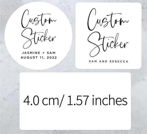 4,0 см/1,57 дюйма, наклейки на заказ, круглые, квадратные, прямоугольные, персонализированные, ваш дизайн, логотип, текст, изображение