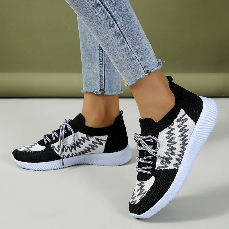 

Кроссовки женские на шнуровке, Вулканизированная подошва, дышащая сетчатая прогулочная обувь, модные осенние кеды, 2022