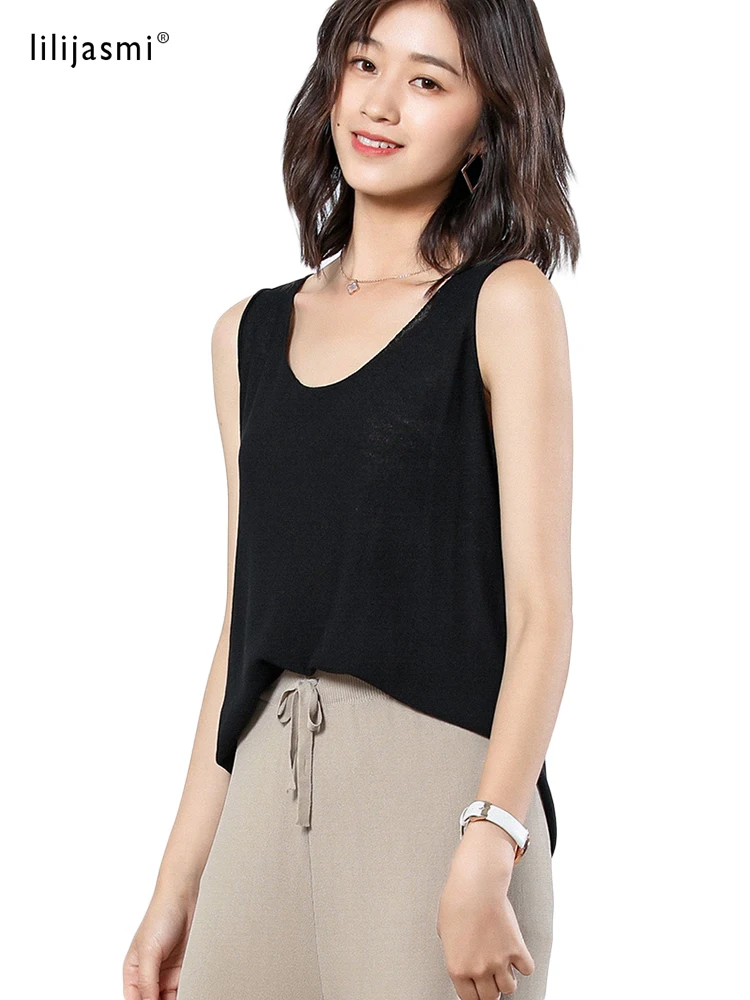 

2022 Summer Wear Women's Linen Knitted Camisole Slim Tank Tops V-neck Women Tanks Knitted Camis Feminina Spring Fashion