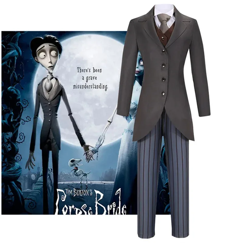 Фото Аниме Тим Бертон Corpse Bride Victor Van Dort Косплей Костюм Униформа Костюмы Куртка Брюки Наряд Хэллоуин Карнавальный Костюм Для NM31 №1