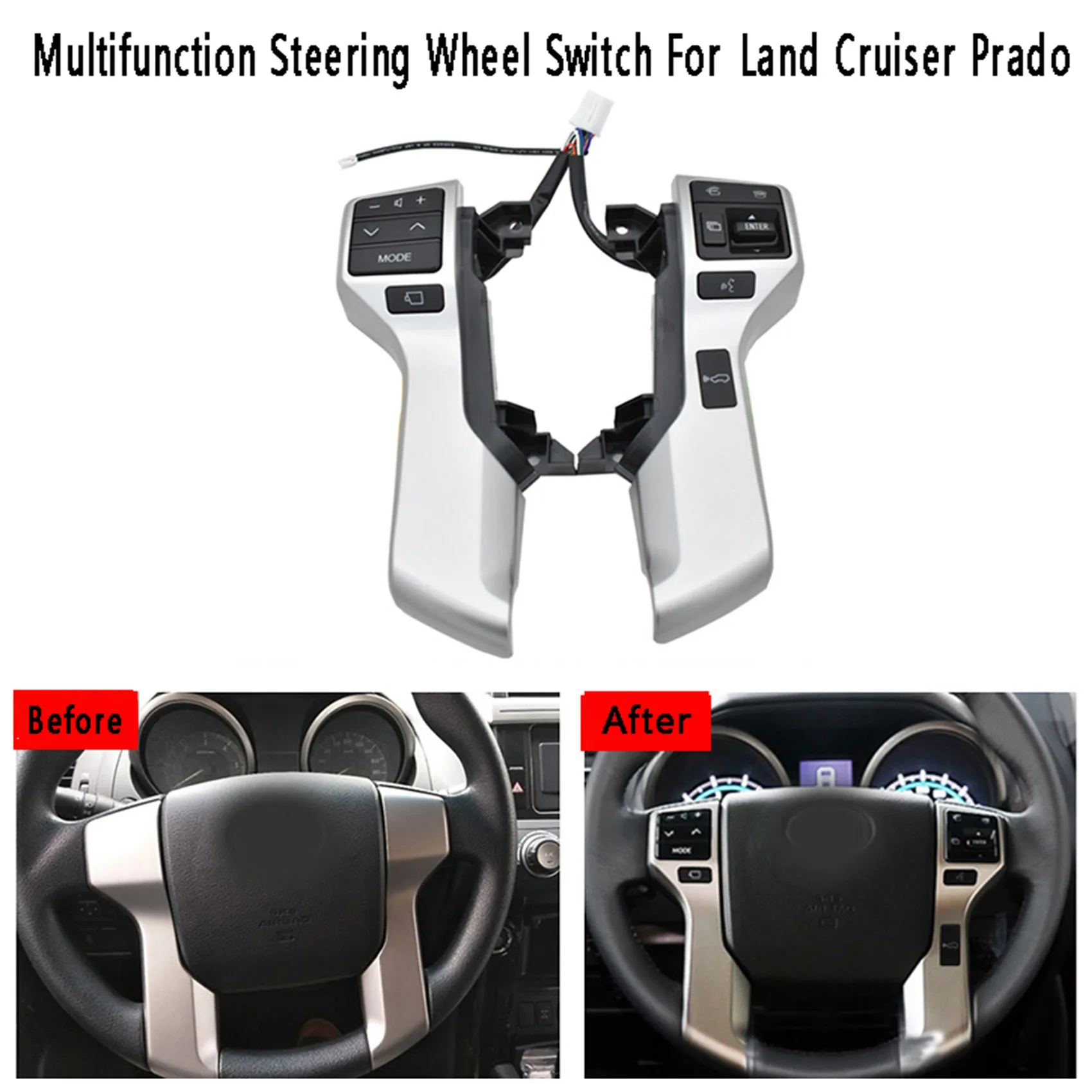 

Многофункциональный переключатель управления на руль, кнопка управления аудио 8425060180 для Toyota Land Cruiser Prado, серебристый