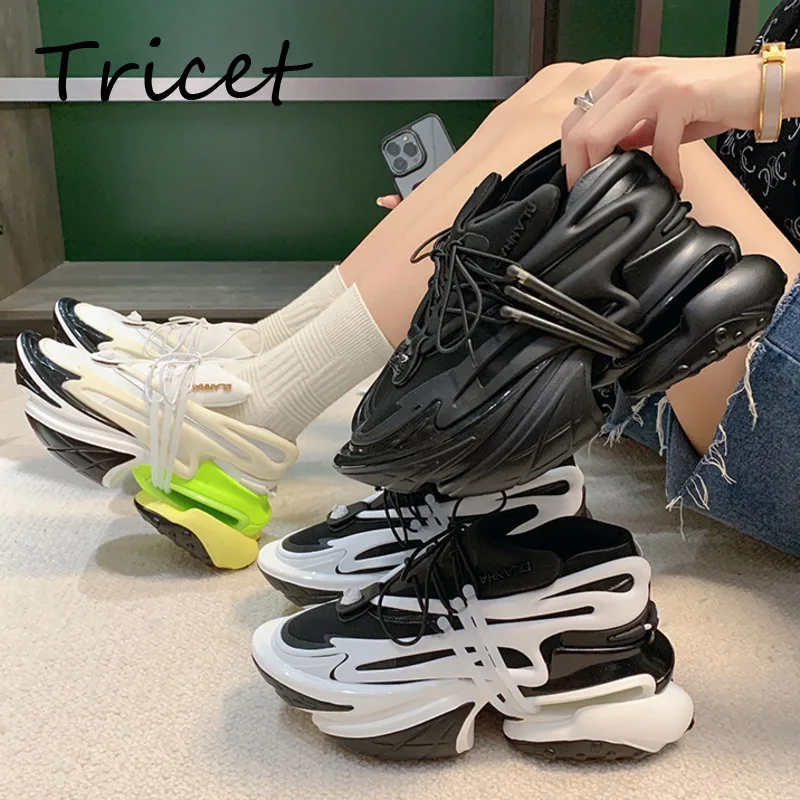 

New Thick Bottom Women Daddy Shoes Height Increasing Lace Up Elastic Female Sport Shoes Fashion Ladies Leisure Sneakers Unisex