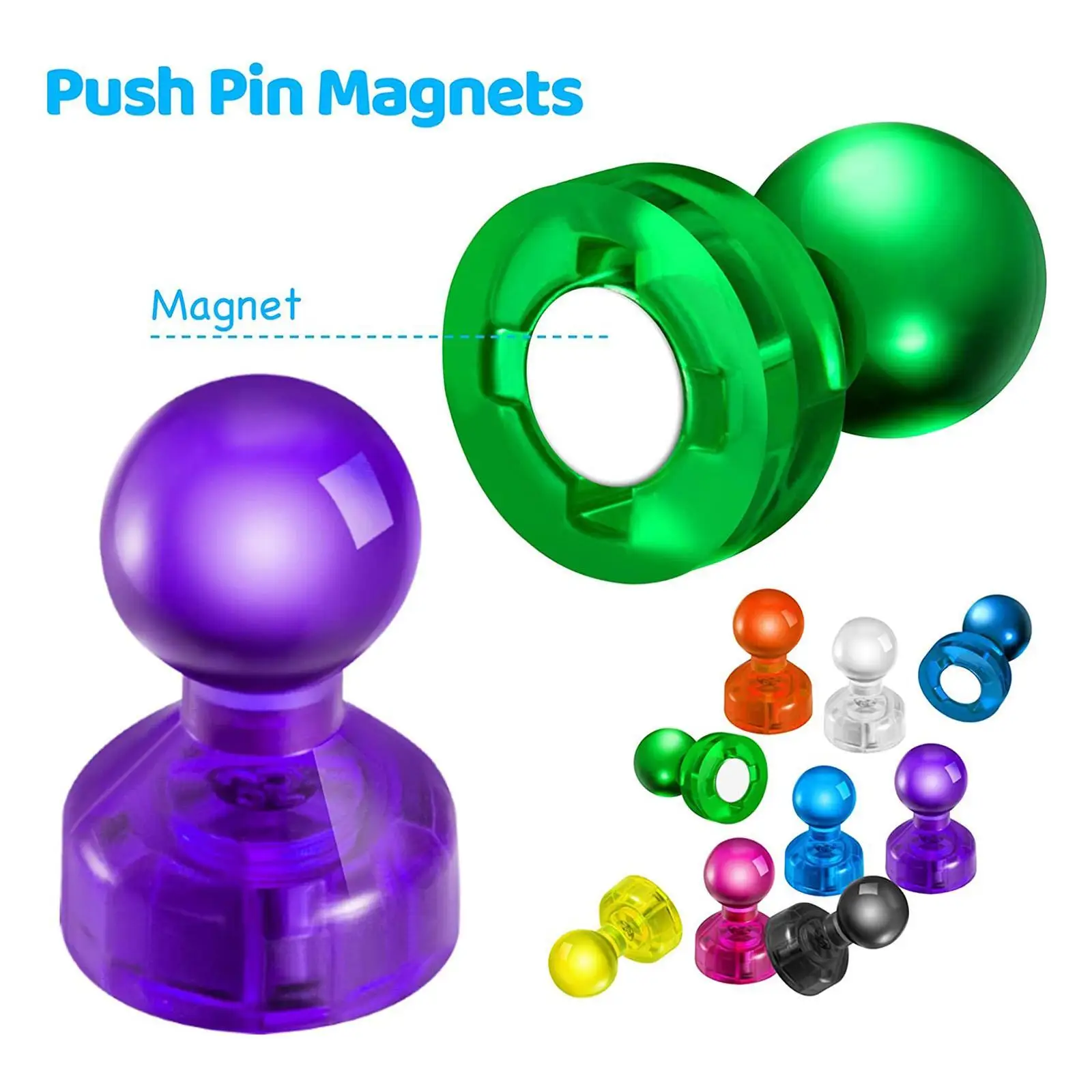 

Magnets Push Pins Assorted Color Portable for Home Refrigerator School