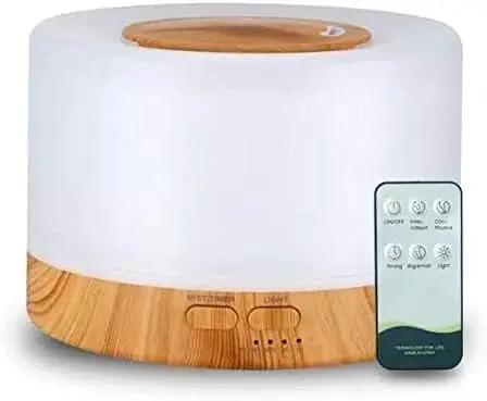 

Difusor De Aromas, De Ar -Sônico 500Ml, Difusor De Óleo Essencial, Abajur Led, Lâmpada Colorida Com Controle Remoto (Madeira