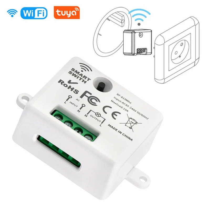 

Tuya Intelligent Switch Mini Mini Breaker App Control Wireless Single Wire Switch Module Rf Wifi Remote Controller