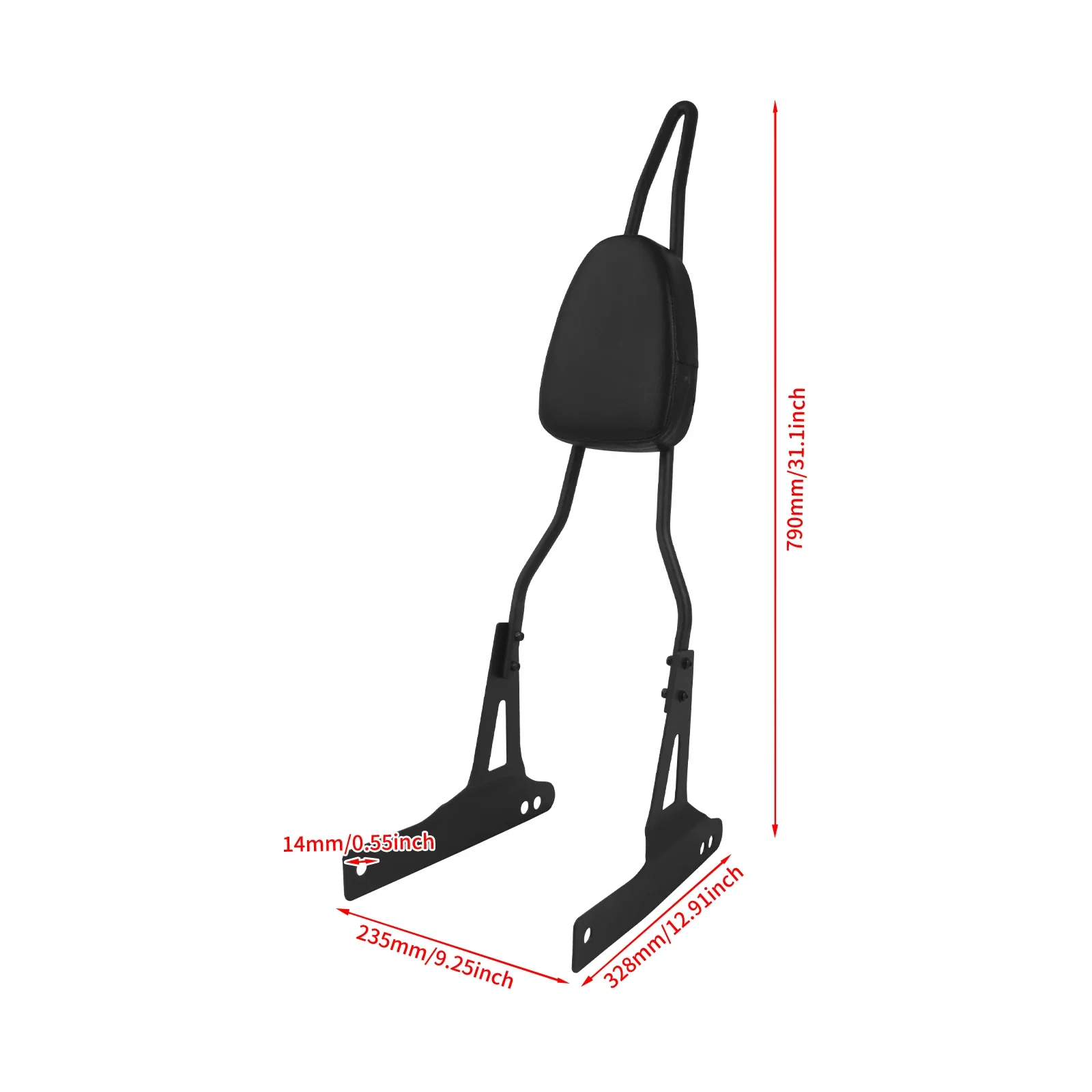 Мотоциклетная черная задняя пассажирская спинка Sissy Bar с подушкой для Harley Dyna Low Rider Street Bob FXDL FXDB FLD 2006-2017 (art.: 3920ca366bfd4) - 3920ca366bfd4