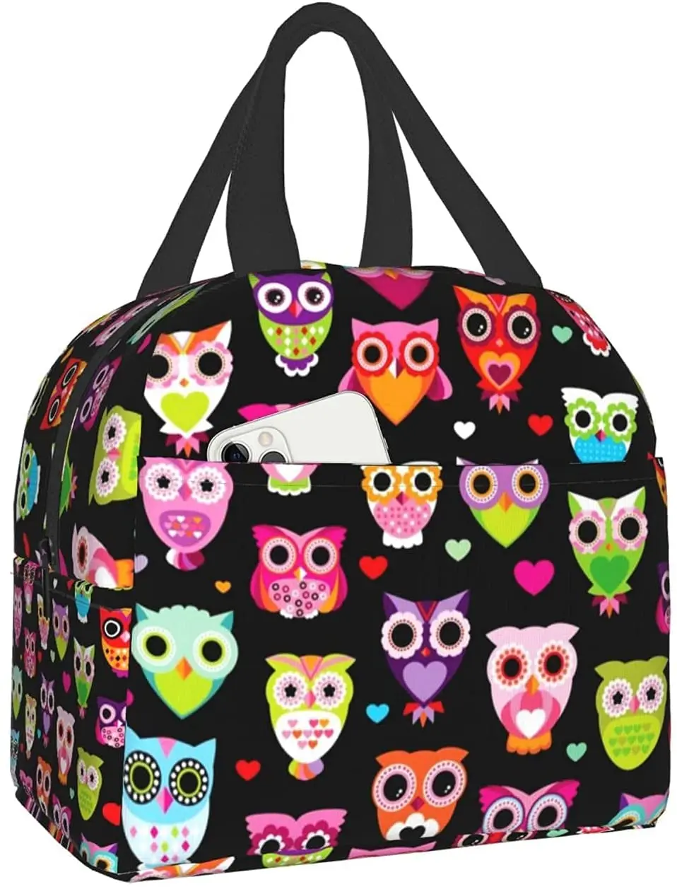 

Cartoon Owls Lunch Bag Insulated Cooler Bento Tote Bags Box Reusable Meal Container for Women Office Picnic Work Beach