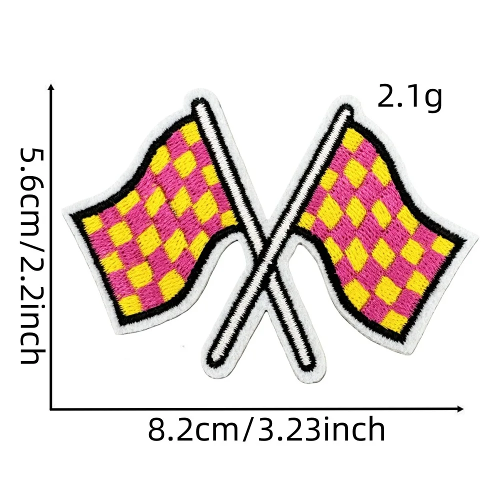 Железные нашивки с принтом черно-белая клетчатая ткань украшение цветной