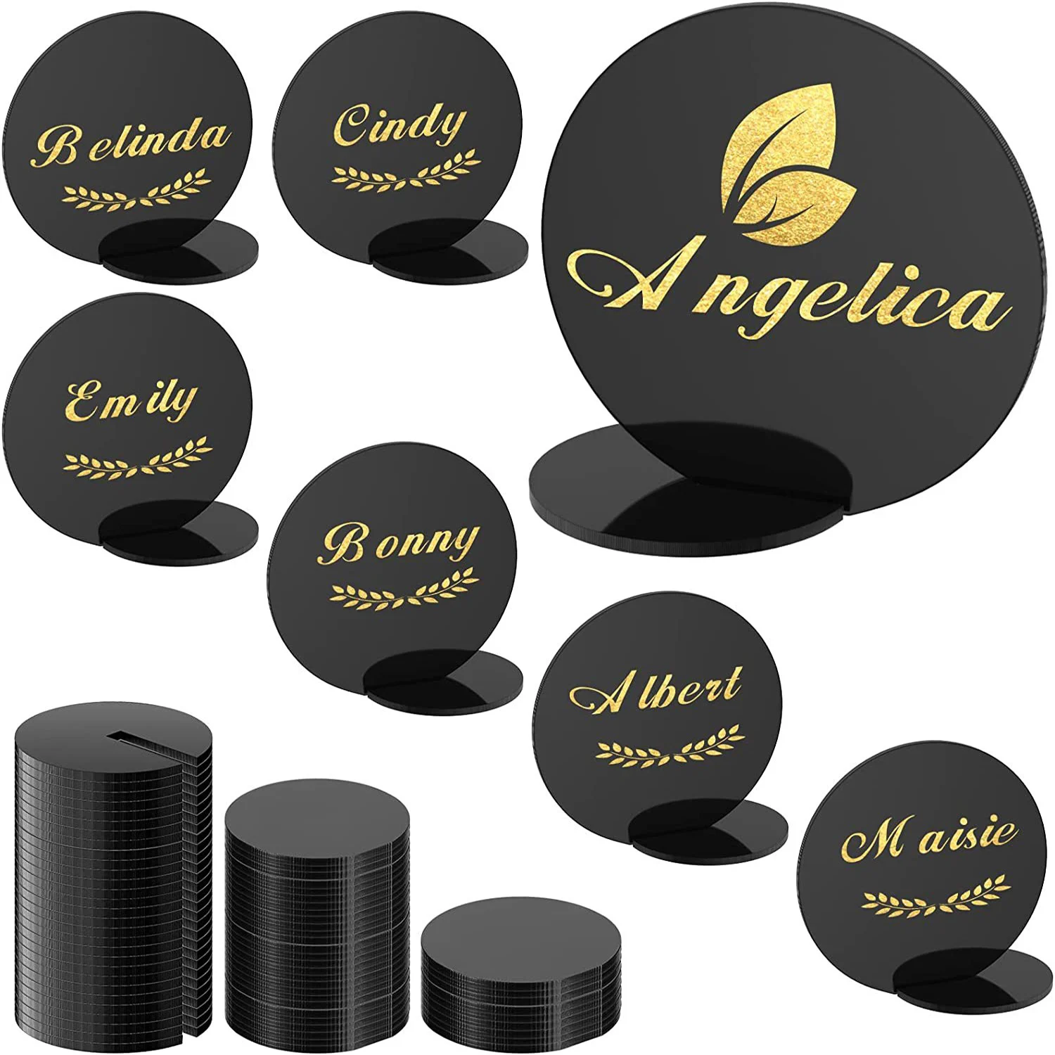 

Acrylic Wedding Place Card Holders Round Name Place Cards Acrylic Circle Blanks Setting Acrylic Plaque with Stand for Wedding