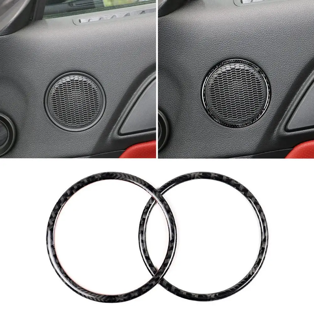 

2Pcs Car Carbon Fiber Door Speaker Ring Stickers Fit for Ford Mustang 2015-2019 Interior Carbon Fiber