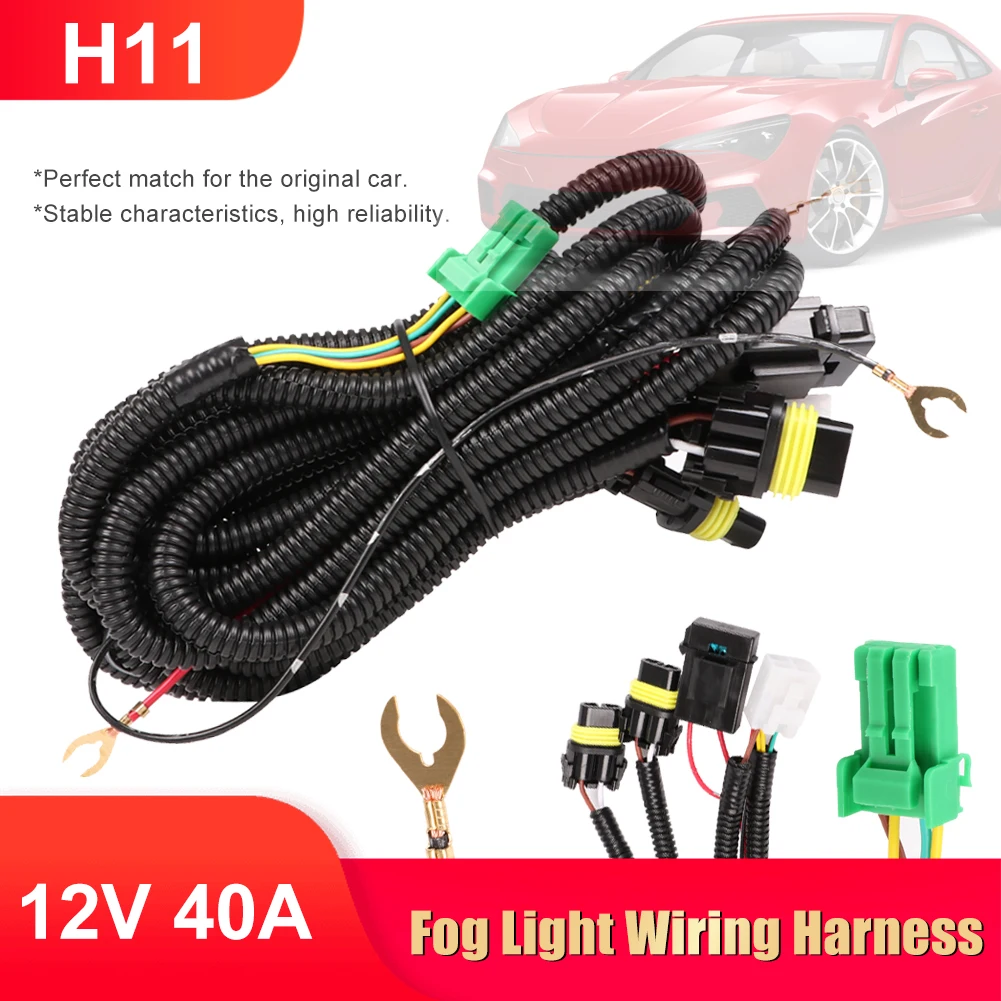 

H11 Wiring Harness LED indicators Switch 12V 40A ON/OFF Switch Kits for Suzuki H11 Fog Light Wiring Harness Sockets for Ford