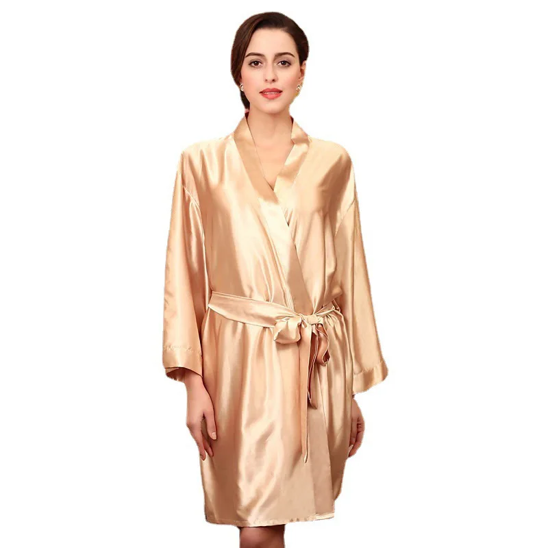 Robe Night Dress Women Silk Satin Vestidos De Novia Pijamas Sleepwear Bathrobes Kimono Bridesmaid Gift Light Covering Robes 2022