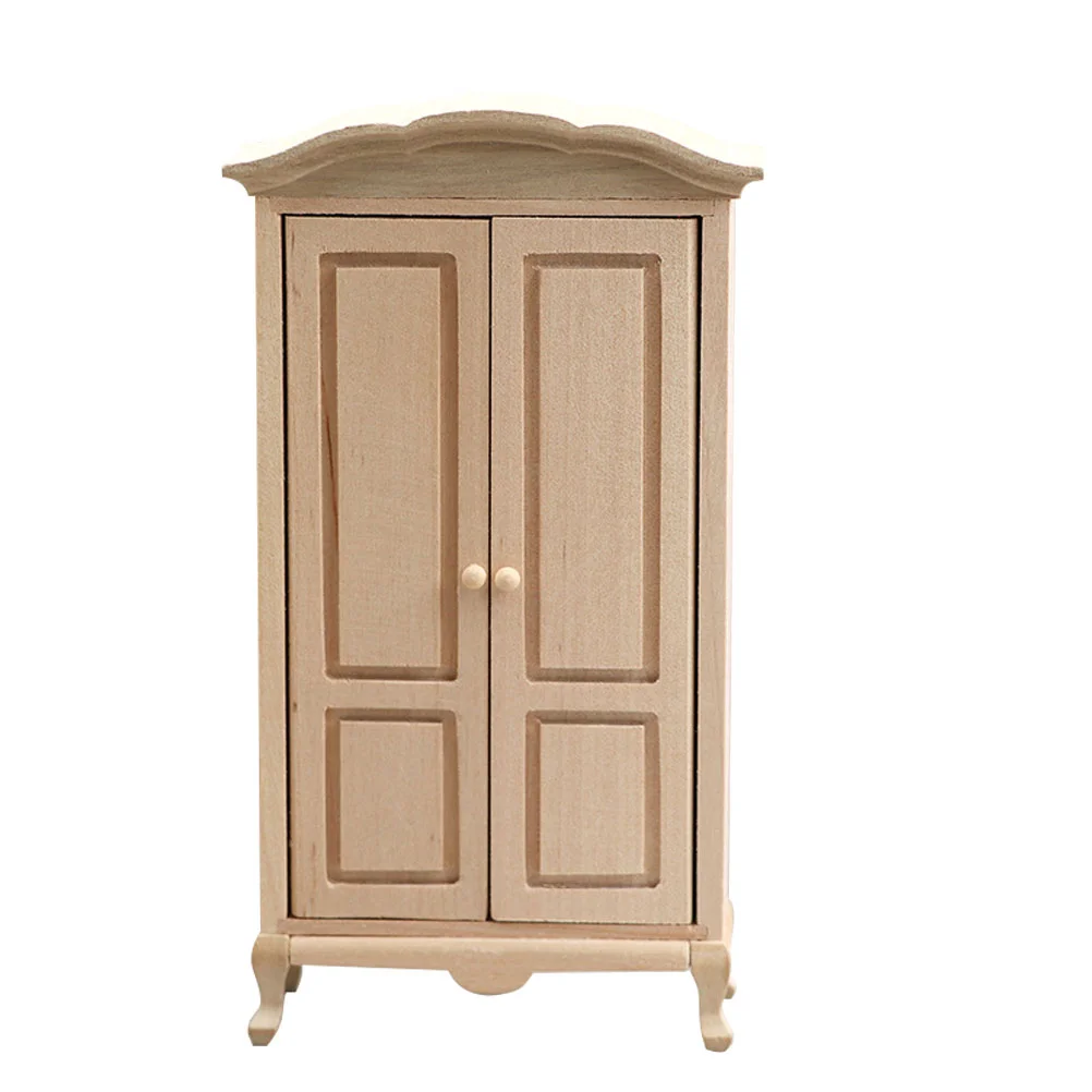 

Mini Furniture Wood Wardrobe Miniature Wardrobe Model Mini House Accessory