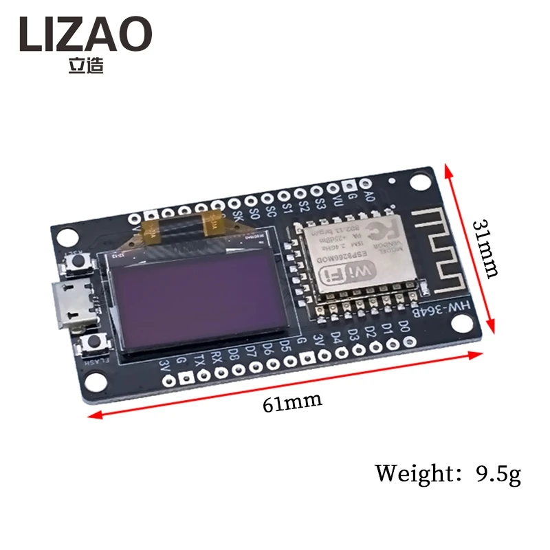 Фото Модуль WiFi LIZAO ESP8266 NodeMCU V3 ESP-12F с OLED-дисплеем 0.96 дюйма, плата разработки CH340 Type-C для Arduino MicroPython №4