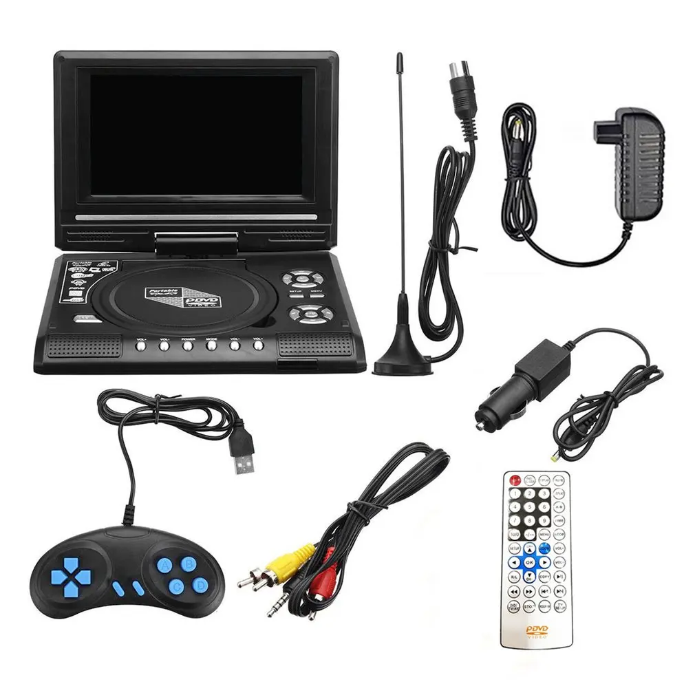 

7.8 Inch Portable HD TV Home Car DVD Player VCD CD MP3 DVD Player USB Cards RCA TV Portatil Cable Game 16:9 Rotate LCD Screen