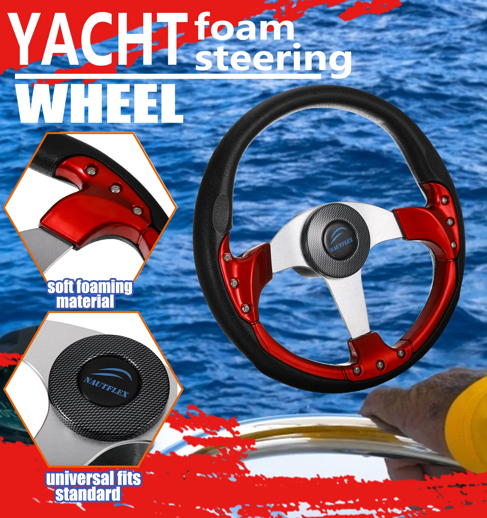 

Boat Steering Wheel 350mm Helm Non-directional Ship Replacement Part
