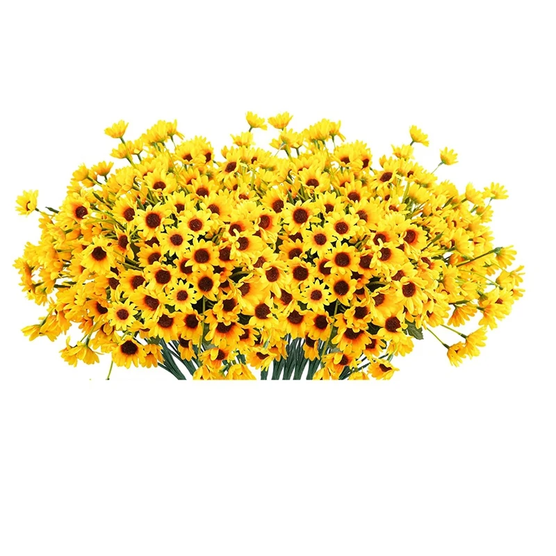 

12PCS Silk Sunflowers Artificial Flowers Bulk, Fake Sunflowers With 22 Small Daisy Mums Flowers For Outdoors Home Office
