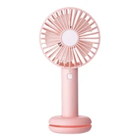 portable handheld fan mini usb personal table desk fan 3 speed air cooler with night light base for outdoor travelpink