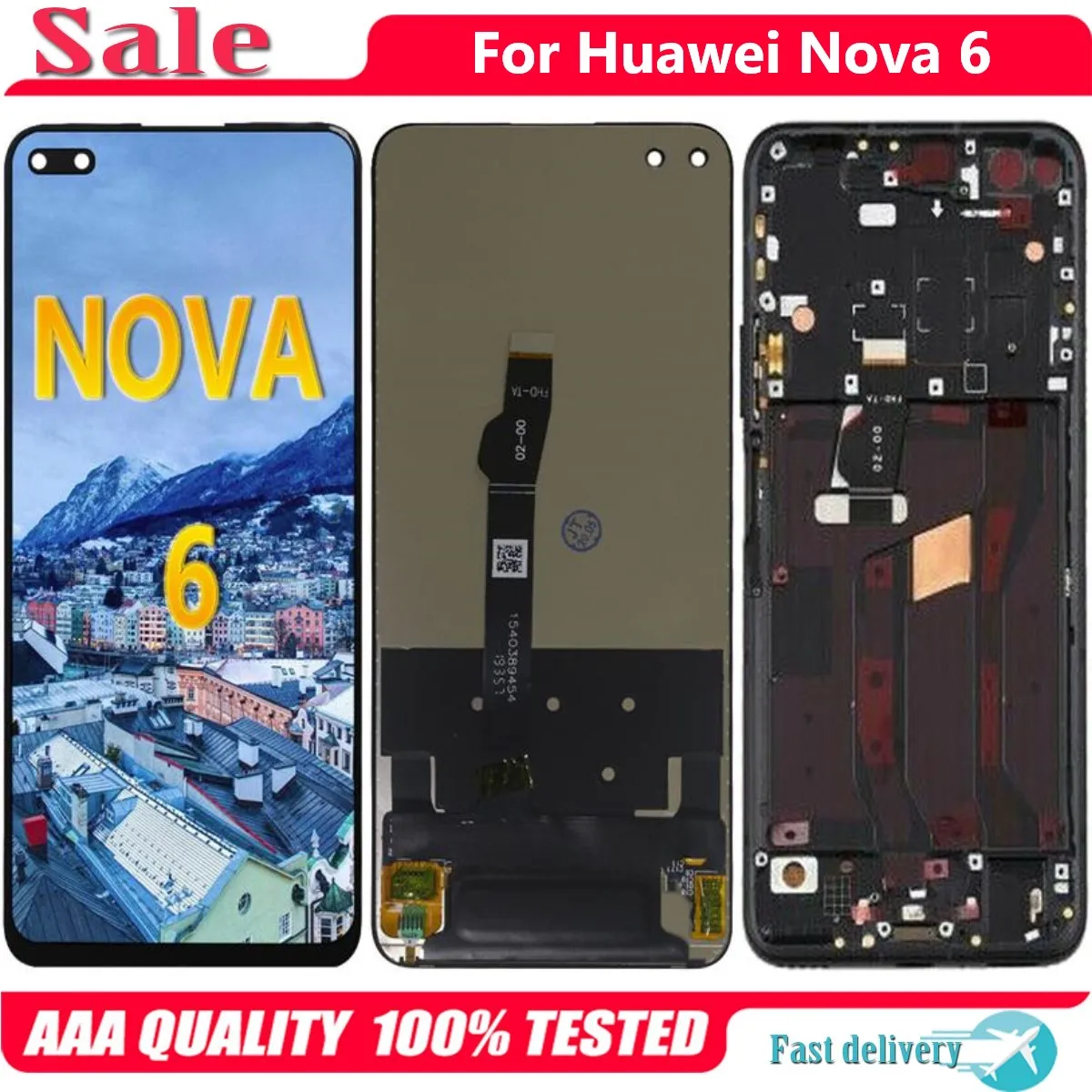 

6,57 "Оригинальный ЖК-дисплей для Huawei Nova 6, сменный сенсорный экран, дигитайзер в сборе для Huawei Nova 6, WLZ-AL10, ЖК-дисплей