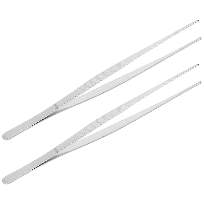 

2PCS Kitchen Tweezers Grill Tongs Stainless Steel Long Chef Food Clip BBQ Meat Beef Tong Bar Bartending Tweezer 30Cm