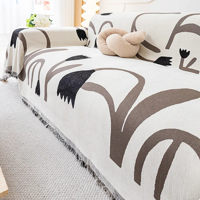 

Dreamy Flowers Sofa Cover All-purpose Modern Sofa Towel Blanket Cloth Universal Double-sided Couch Cover for Living Room Decor