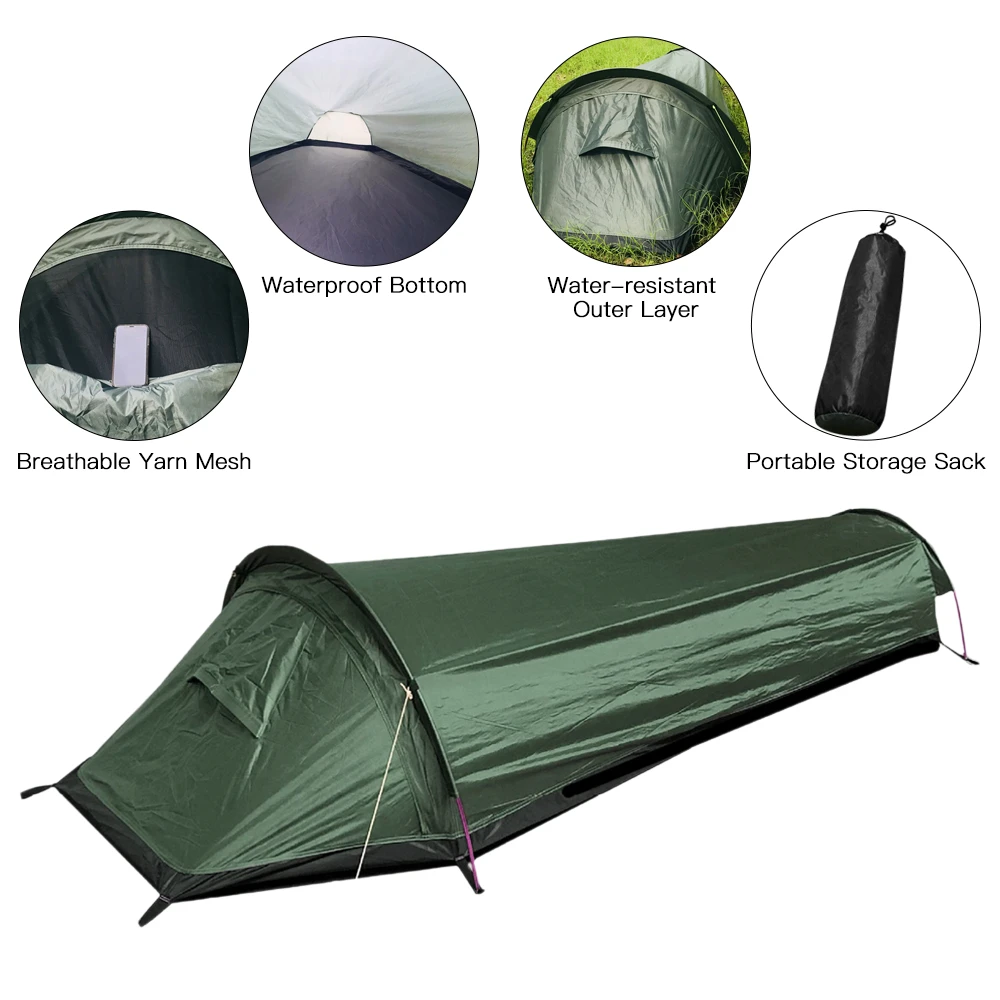 

2023 Hot sales Ultralight Tent Backpacking Tent Outdoor Camping Sleeping Bag Tent Lightweight Single Person Bivvy BagTent