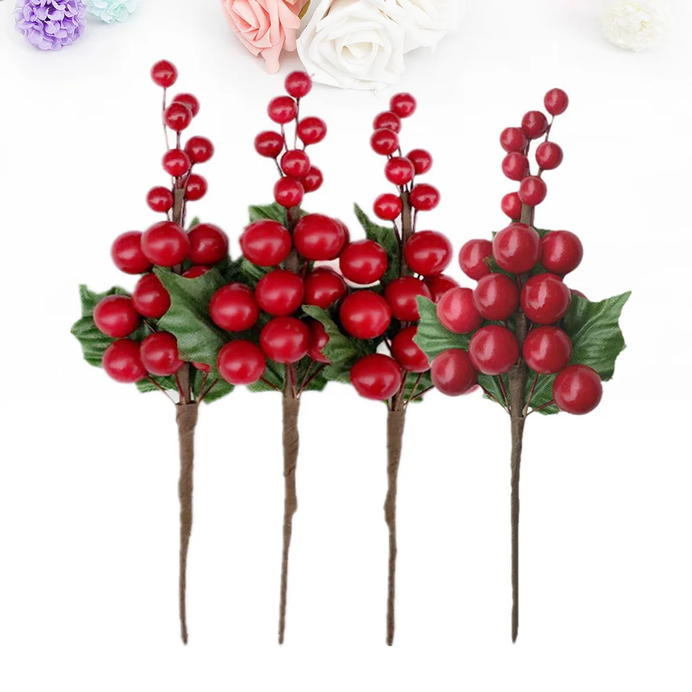 

Berry Branches Christmas Berries Decorartificial Holly Simulation Tree Ornaments Fake Red Picks Pinedecorating Flowers