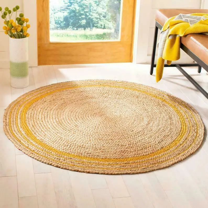 Rug 100% Natural braided jute Handmade Area Carpet Modern Living Home decor Rug- carpet  bedroom decoration