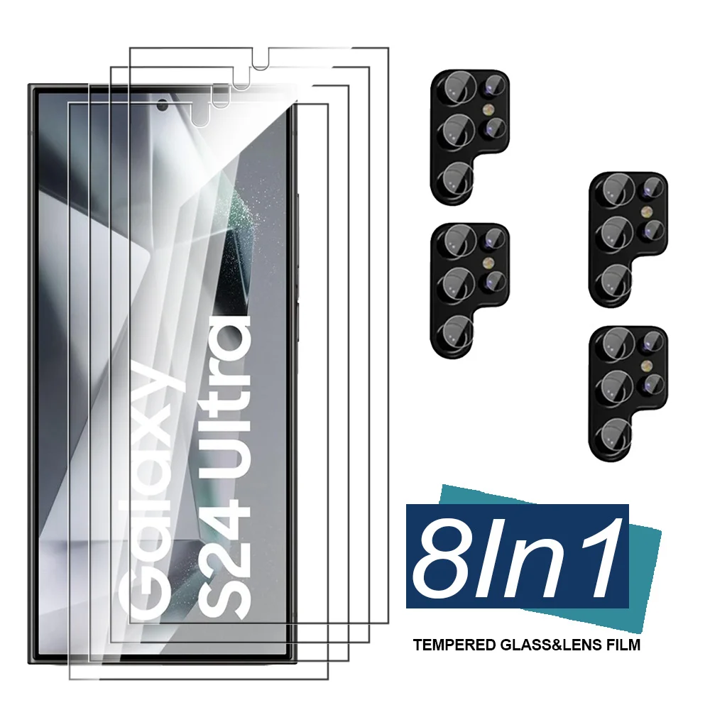 Закаленное стекло 8в1 для Samsung Galaxy S24 Ultra Защитная пленка объектива камеры FE S24Plus