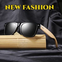 trend fashionable bamboo wood sunglasses unisex classic square vintage driving sun glasses black fishing uv400 eyewear