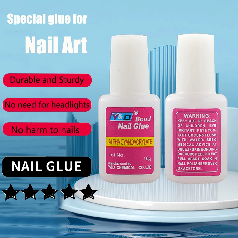 

10g Nail Gule for False French Tips Acrylic 3D DIY Nails Art Decoration Rhinestones Gems Glue Manicure Tools Adhesive with Brush